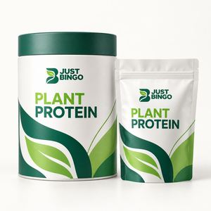 Poudre de protéines végétales en pots à large ouverture, fabrication HACCP, avec saveurs et étiquettes personnalisées - Product Image 1