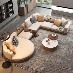 Sofá de cuero italiano minimalista Connery capa superior piel de vaca sala de estar combinación de tamaño minimalista muebles de esponja de lujo - Product Image 5