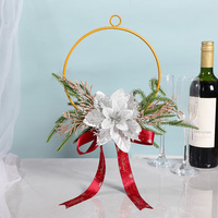 Couronne de Noël en métal, style européen, décoration florale à suspendre au mur et aux poignées de porte