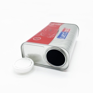 Boîte en fer blanc rectangulaire carrée de 1L de haute qualité pour huile moteur avec logo personnalisé et impression offset - Product Image 6