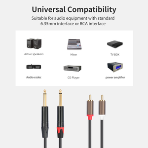 <span class=keywords><strong>Cable</strong></span> Adaptador de Audio Estéreo Dual de 6.35MM TS Macho a 2 RCA Macho de 1.5M 3M 5M 6M de Longitud para Amplificador, <span class=keywords><strong>Altavoz</strong></span>, TV, DVD - Product Image 4