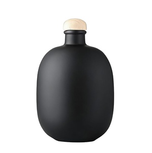 Botella de Vidrio Vacía Personalizada, Negra Mate Esmerilada, de 100 ml, 250 ml, 500 ml, con Corcho, <span class=keywords><strong>para</strong></span> Vino, Whisky, Vodka, Ginebra, Jugo, Licor - Product Image 3