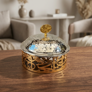 Round Metal Casserole Dish with Glass-Embedded Stainless Steel <b>Lid</b> Polished Gold Design Modern Luxury Durable - Product Image 4