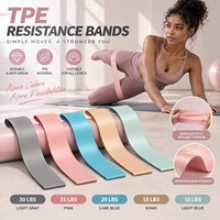 Ensemble de bandes de résistance en boucle 5 niveaux, couleurs pastel macaron, en TPE, pour Pilates, fessiers, hanches et jambes, pour femmes, vente en gros, logo personnalisé