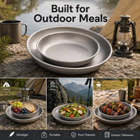 Assiette de camping GR1 en titane pur 15-19cm ultralégère portable pour pique-nique en plein air, randonnée, OEM personnalisé
