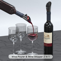 Vente en gros usine : Mini bouchon de bouteille de vin réutilisable 2-en-1 avec aérateur et bec verseur en plastique