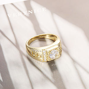 Bijoux fantaisie vente en gros <span class=keywords><strong>de</strong></span> cuivre laiton zircone diamant mariage fiançailles anillo 14k plaqué or homme garçons bagues pour hommes - Product Image 5