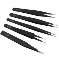 Ensemble de pinces antistatiques ESD en acier inoxydable, outils d'entretien, pinces courbées et droites de précision industrielle, ensemble d'outils de réparation