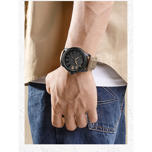 Montre sport à quartz NF9202L pour homme, grand cadran de 46 mm, 3 aiguilles, luminescente, étanche, bracelet en cuir, montre-bracelet de style business - Product Image 6