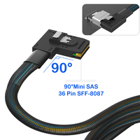 Câble de données interne pour serveur 90 degrés SFF-8087 SFF-8643 Mini SAS HD avec gaine en nylon et blindage, SAS3.0 12 Gbit/s pour contrôleur RAID