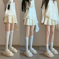 Chaussettes noires et blanches fines en nylon à haute compression, longueur mollet, pour femme, style JK, style coréen, pour l'été