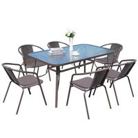 Mobilier d'extérieur moderne avec cadre en métal imperméable et dessus en verre pour cour et jardin et parc Design durable