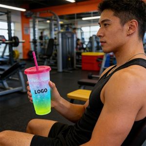 Custom Water Bottle 10 Colors Set <b>Large</b> Capacity 710ml with Straw Thermochromic <b>Cup</b> for Gym - Product Image 6