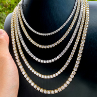Chaîne Tennis en Argent Sterling 925 Plaqué Or 18 carats avec Moissanite 2 3 4 5 6mm, Collier et Bracelet Diamant D VVS pour Femme, Bijoux Fins