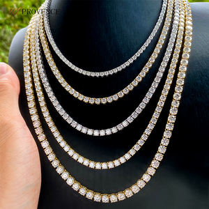 Kalung dan gelang tennis moissanite 925 Sterling Silver lapis emas 18k, ukuran 2 3 4 5 6mm, perhiasan halus D VVS Dianomd untuk wanita - Product Image 1