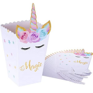 12PCS Rainbow <strong>Unicorn</strong> Popcorn Boxes for Baby Shower Birthday Party <strong>Decorations</strong> Supplies Popcorn Box <strong>Unicorn</strong> Party Favor PB003-2 - Product Image 1
