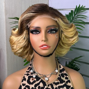 Wholesale Original Human Hair Highlight Piano Color <b>Black</b> Color 99j Color Loose Bouncy Wig 100% Human Hair 5*5 <b>Lace</b> Wig - Product Image 5