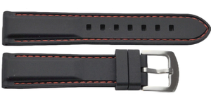 JD003 Unisex <b>Sport</b> Silicone Watch Band 18-24mm Black Stainless Steel Water Resistant Breathable Soft Lightweight Adjustable - Product Image 3