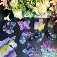 Sculpture d'animal en fluorite naturelle polie, style actuel, prix avantageux, pour la décoration intérieure