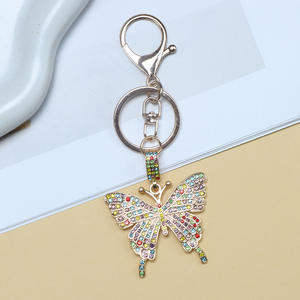 Rhinestone Butterfly Alloy <b>Keychain</b> Colorful Gold White K Carabiner <b>Keychain</b> Portable Decorative Pendant Holiday Gifts - Product Image 2