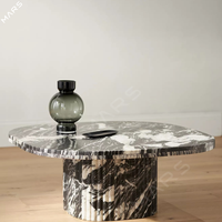 Table basse en marbre noir antique de haute qualité, meubles de salon de luxe en pierre naturelle