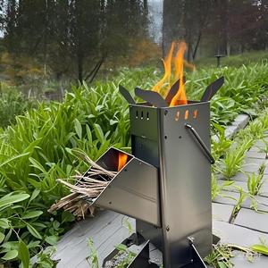 Réchaud pliant en acier inoxydable pour <span class=keywords><strong>camping</strong></span>, survie, cuisine de patio, bushcraft, brasero à bois - Product Image 5