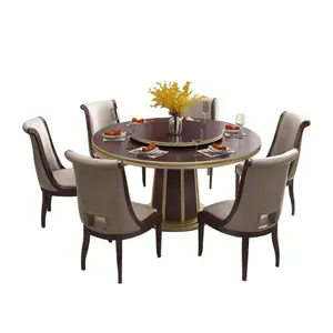 Dining Room Furniture Solid ash rubber Wood Round double top Dining Table Set With 6 Chairs