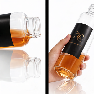 Botella de Vidrio Super-Flint de 350 ml con Tapa de Acero Inoxidable, Envase Portátil de Lujo para Licores, Jugos, Agua, Personalizable - Product Image 5