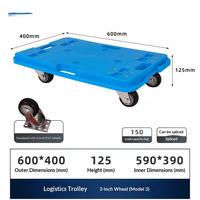 Carretilla de Plástico Plana con Cuatro Ruedas, Plataforma OEM, Ruedas Giratorias Silenciosas, Portátil, para Logística Industrial y Transporte en Almacenes