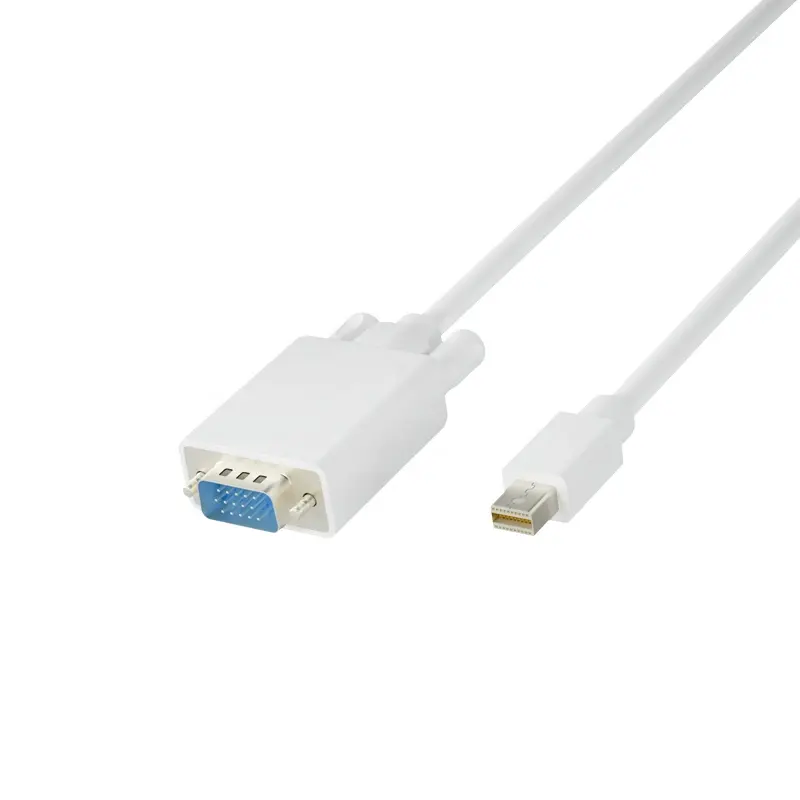 Customize White Mini DP Converter Cable 1.8M 1080P Male to Male Mini Displayport to VGA Cable for Projector