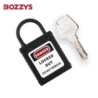 Cadenas de sécurité isolé en nylon coloré BOZZYS BD-UG75ND avec anse de 4 mm, clé maîtresse et étiquette de codage laser personnalisée pour usage industriel