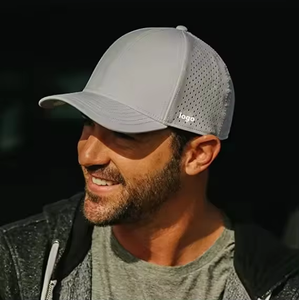 Custom Rubber Patch Logo 5 Panel Baseball Cap <b>Waterproof</b> Quick Dry Laser Cut Perforated Unisex Golf Outdoor <b>Hat</b> - Product Image 4