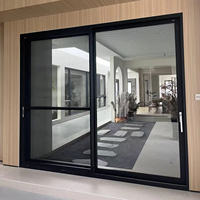Porte coulissante verticale à double battant en aluminium insonorisée de style américain pour villa résidentielle, certifiée FSC CE