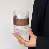Gobelet à eau en verre de style chinois avec isolation thermique pour un usage domestique ; Tasse à motif de marteau vintage