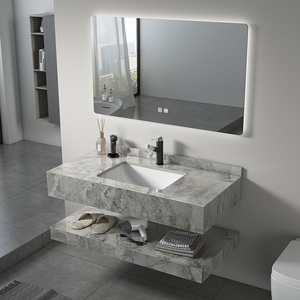 Moderno Lavabo Flotante de Cerámica Resistente al Agua, Mueble de Baño de Piedra Sinterizada Ecológico y Duradero, Montado en la Pared, con Espejo - Product Image 5