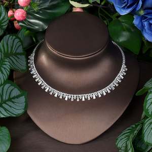 HIBRIDE Baguette cubique zircone collier boucle d'oreille Bracelets anneaux Dubai mariée 4 pièces ensembles de bijoux pour femmes N-1748 de fête de mariage - Product Image 4