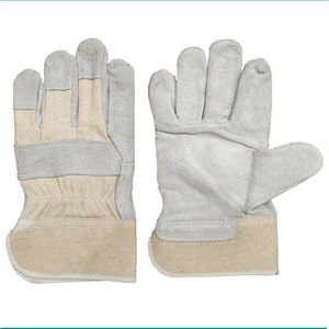 Double Layer Cowhide Welding <b>Gloves</b> Red Canvas Heat Resistant Full Palm Stick Welding Industry Use - Product Image 5
