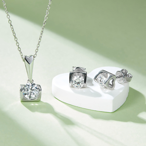 Ensemble de bijoux pour femmes, boucles d'oreilles et collier S925 <span class=keywords><strong>Kiss</strong></span> of Angel, diamant cultivé en laboratoire de 1 à 3 carats, qualité VVS - Product Image 1
