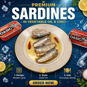 Sardines <span class=keywords><strong>en</strong></span> conserve BRC HACCP Halal dans de l'huile végétale 125g <span class=keywords><strong>en</strong></span> boîte, fabrication OEM, marque privée, approvisionnement <span class=keywords><strong>en</strong></span> gros - Product Image 1