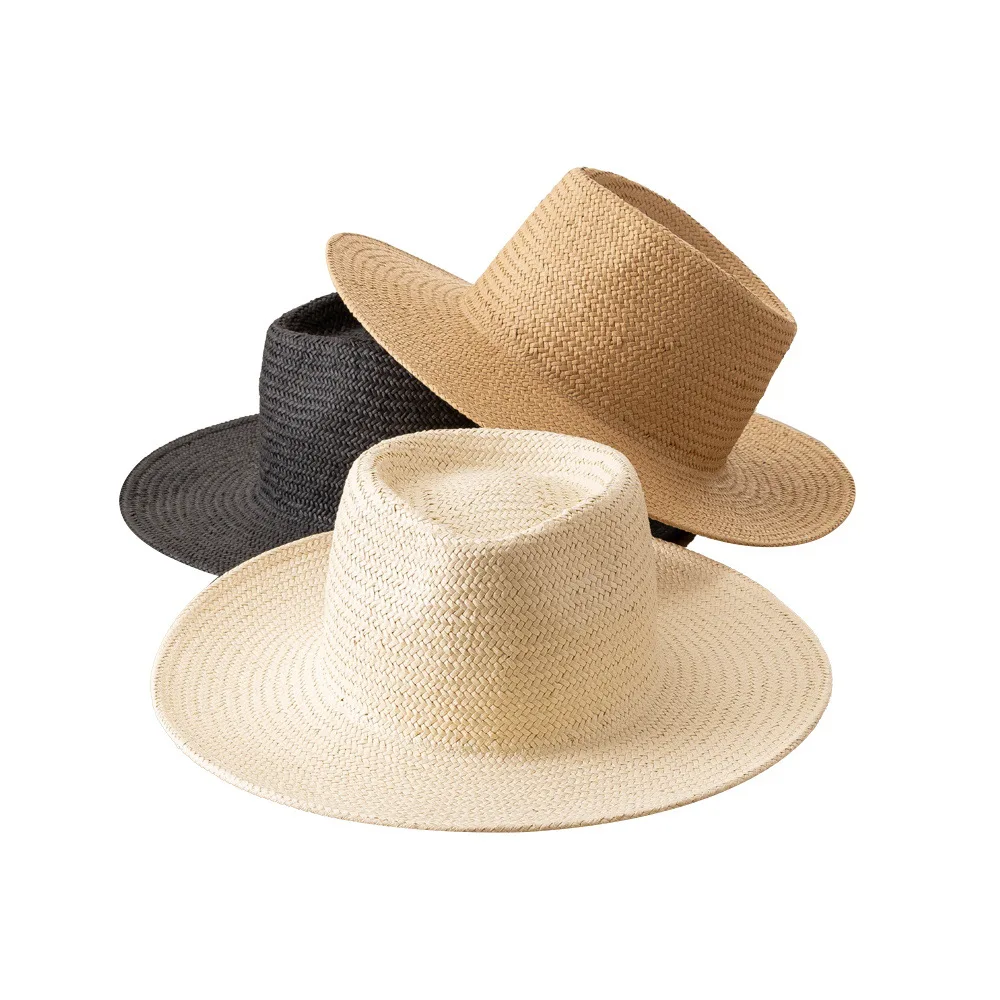 Sombrero de sol personalizado con forma de Panamá para mujer, sombrero de paja de papel en blanco para playa al aire libre, fiesta diaria, Anti UV