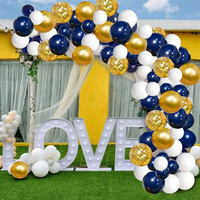 Nouveau Kit Guirlande de Ballons Bleu Marine et Or, Ballons Confettis Bleus, Argentés et Blancs pour Remise de Diplôme, Anniversaire, Baby Shower, Mariage - Vente Flash