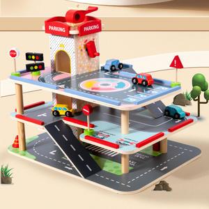 EDULAND Circuit de stationnement <span class=keywords><strong>en</strong></span> <span class=keywords><strong>bois</strong></span> à trois niveaux, <span class=keywords><strong>grand</strong></span> format, pour jeu d'imitation transfrontalier pour enfants - Product Image 3
