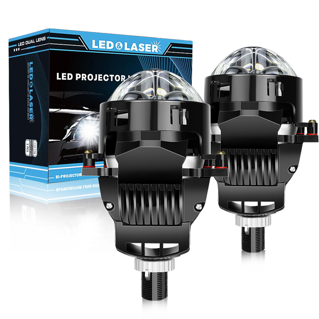 AKE P90 High Power 3inch Bi Led Projector Lens Universal 70watts Bi-led Laser Projector 12V 6000K Natural White Biled 3" for Car