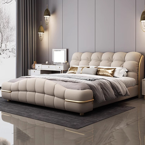 Một loại giường mềm hoàn toàn mới với lớp da bò trên cùng và da thật, giường cưới có đệm mềm - Product Image 2