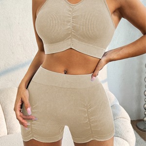 ชุดกีฬาผู้หญิง ระบายอากาศได้ดี น้ำหนักเบา ชุดออกกำลังกายผู้หญิง ผ้าริบยืดได้สี่ทิศทาง ซับเหงื่อ ชุดกีฬาวิ่ง - Product Image 3