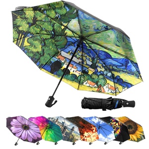 Windproof Automatic Logo Printing Modern Straight Fashion Design 3 Folding 8 Ribs <b>Umbrellas</b> for Business Gifts Rainy/Sunny Days - Product Image 6