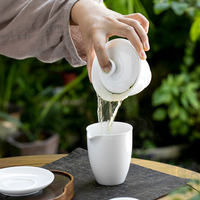 Service à thé Kung Fu en porcelaine chinoise, bol à thé avec couvercle, logo personnalisé, théière, céramique blanche Sancai, Gaiwan, style zen asiatique, boîte individuelle