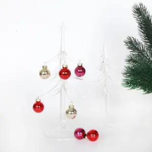 Mini verre Transparent personnalisé h20 cm arbre de noël avec boule de verre en cristal décorations de maison vacances DIY