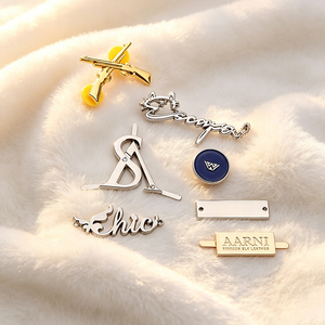 Polished Custom Metal <b>Name</b> <b>Plates</b> Custom Own Logo Sewable Brand Labels Private Metal Tags for Clothing and Handbags - Product Image 1