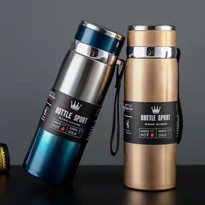 Regalo promocional barato <span class=keywords><strong>1000ml</strong></span> oro aislado Acero inoxidable deportes al aire libre viaje botella de agua con cuerda - Product Image 4